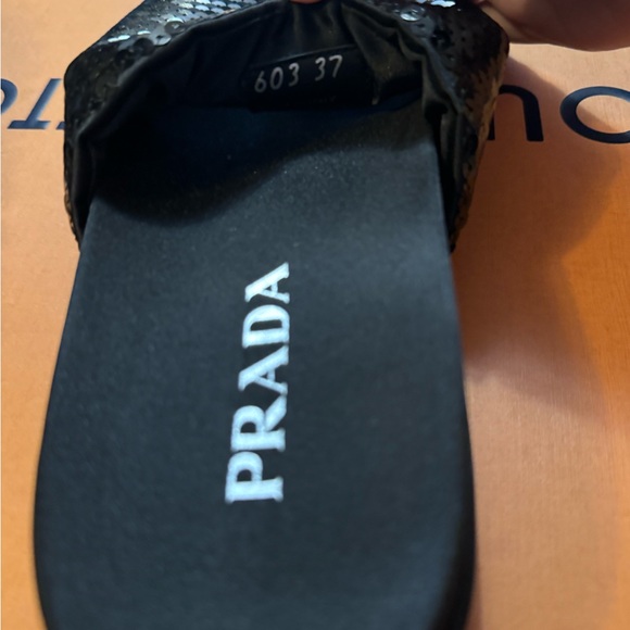 Prada Sequin Sandals Sz 37 Black - Picture 5 of 5